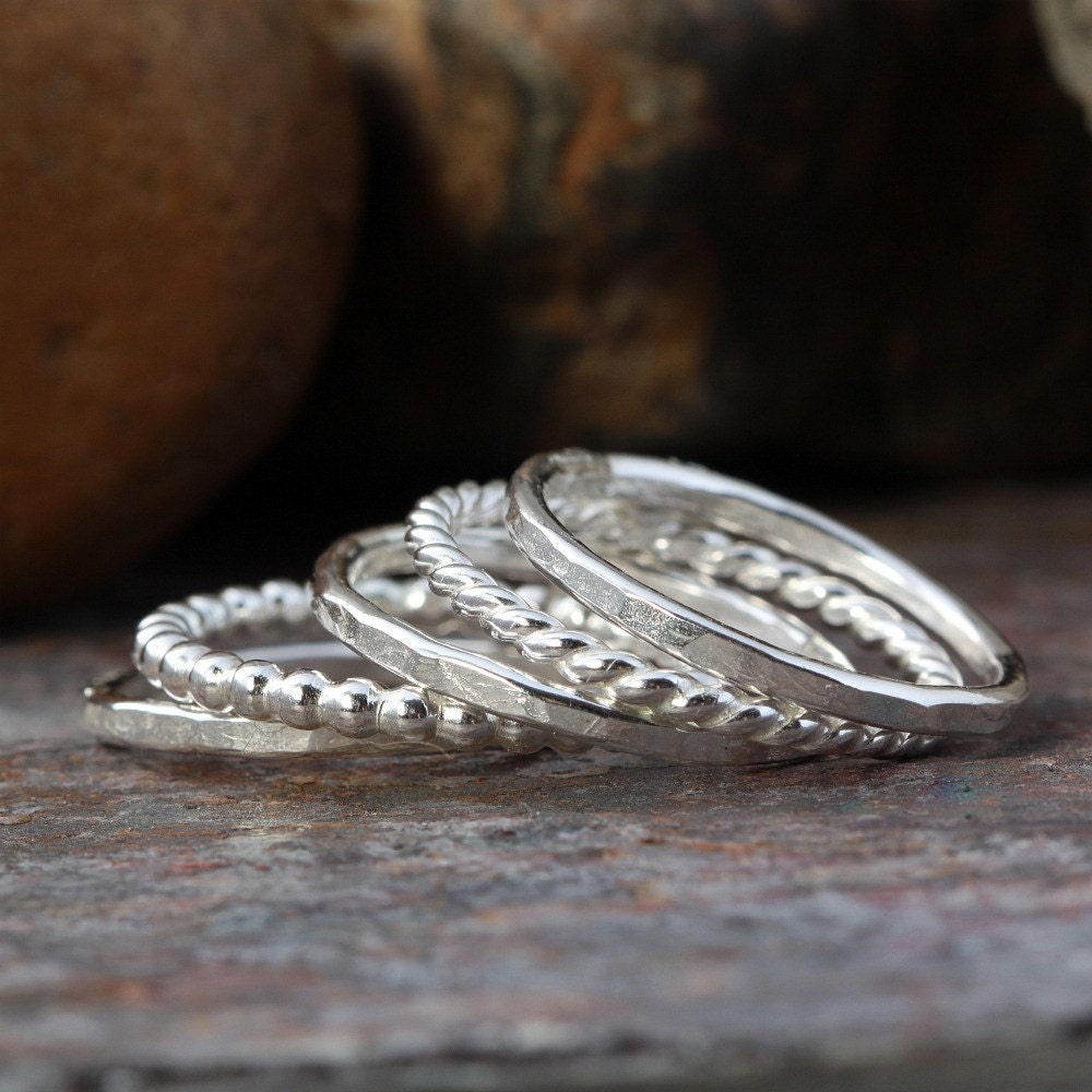 Silver Stacking Ring Set Sterling set of five