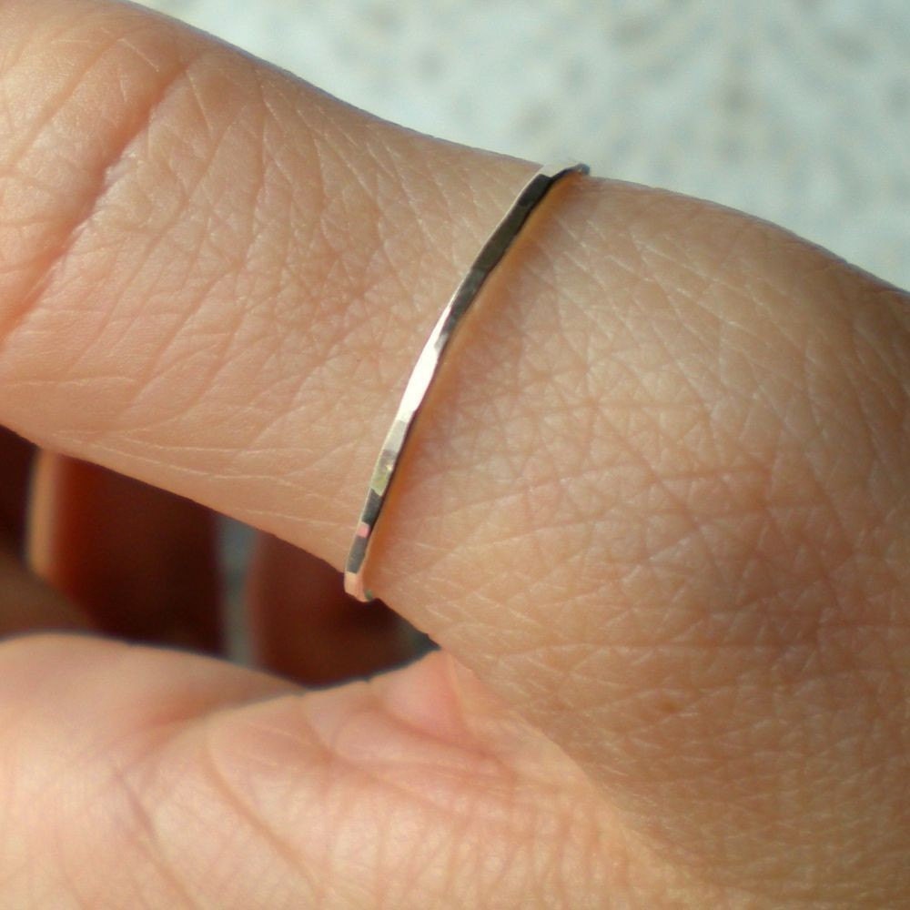 Hammered Skinny Stacking Thumb Ring in Sterling Silver