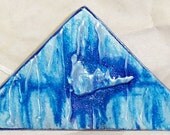 Tiny triangle pin in blue and silver