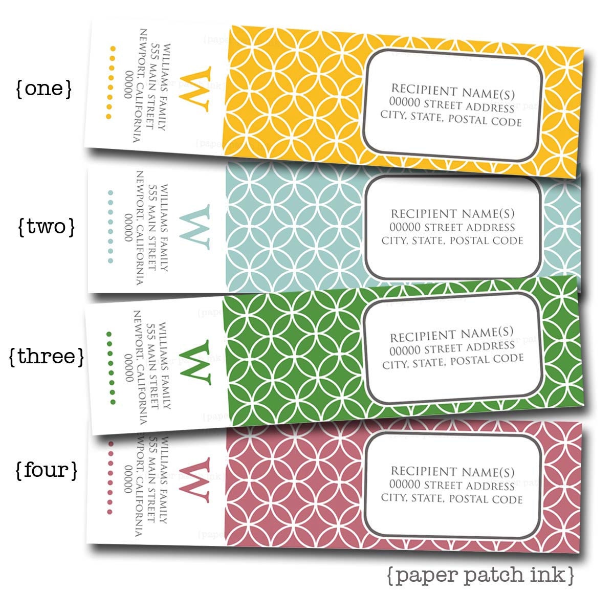 Circular - Monogramed Wrap Around Address Label PDF Template - Printable - DIY