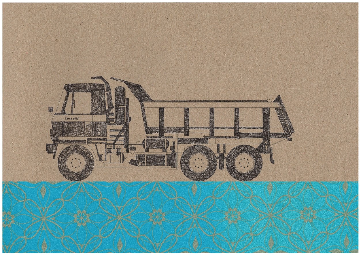 Dump Truck with Pattern, Size A5