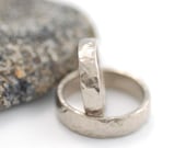 Love Rocks - 14k Palladium White Gold Hammered Wedding Band Set - 4mm and 6mm