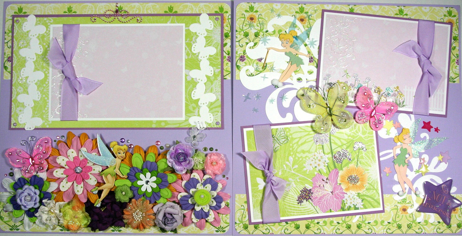 12 x 12 Premade Scrapbook Layout Disney Princess Fairy -- Tinkerbell -- Girl
