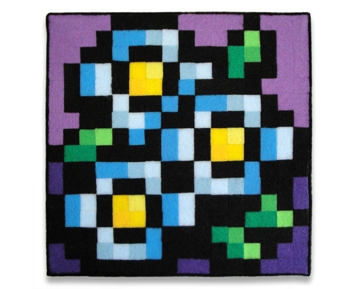 Blue Blossoms 8 x 8 Felt Collage