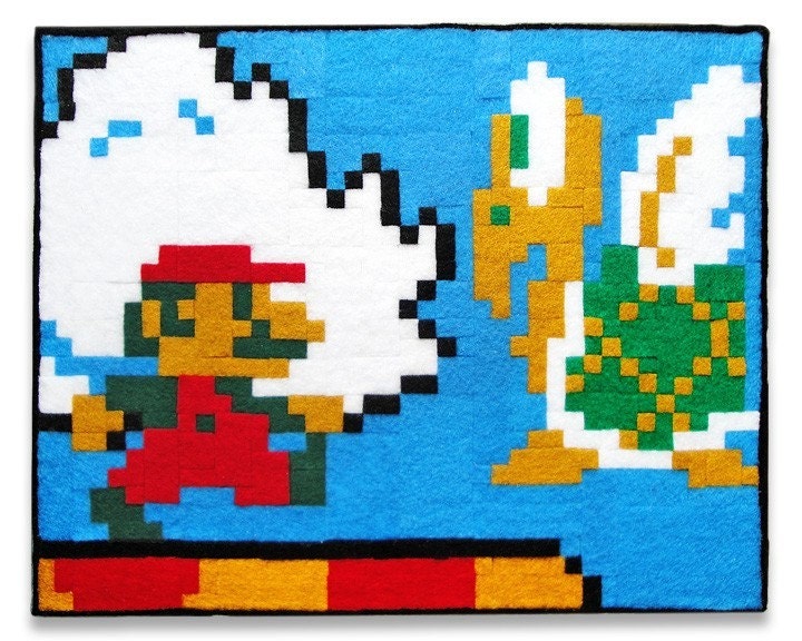 Super Mario Bros. Mario and Koopa Paratroopa 8 x 10 Felt Collage