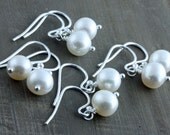 Bridesmaids Gifts, 4 Keep Sake Pearl Earrings on Sterling Silver Ear Wires, Bridal Discount
