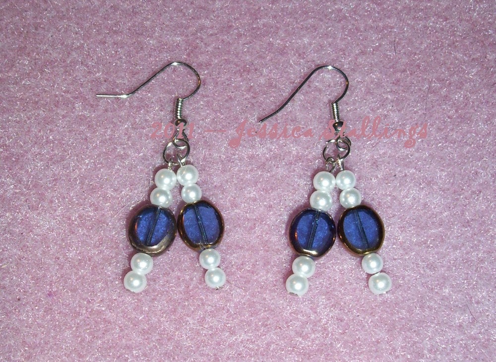 Sapphire and Pearl Earrings