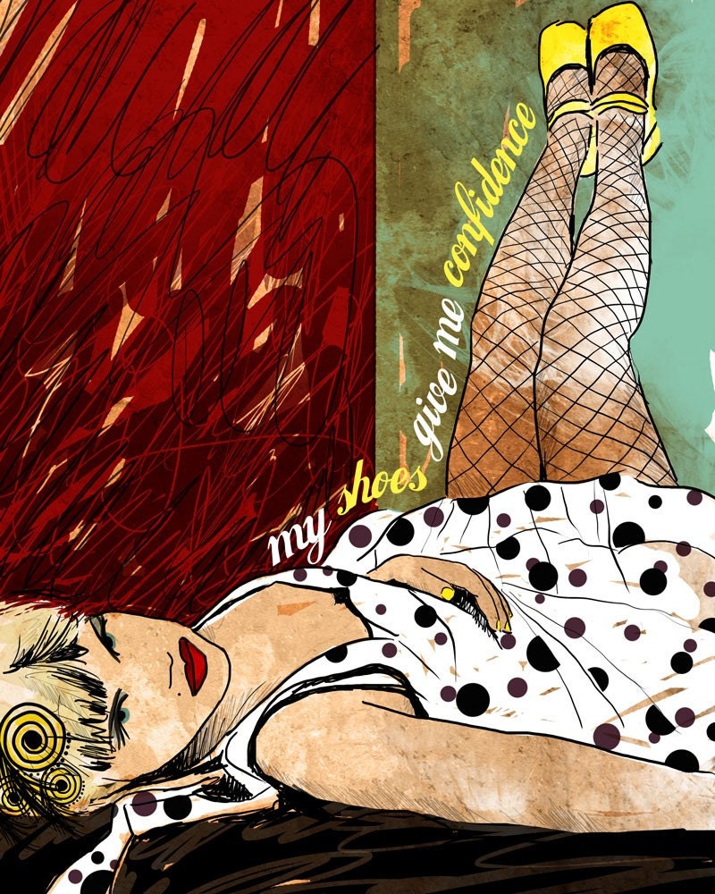 Yellow Shoes / original illustration ART Print SIGNED / 8 x 10
