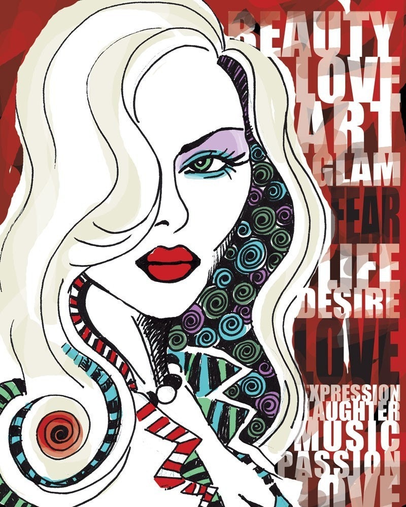 Love Glam Music Desire / original illustration ART Print SIGNED / 8 x 10