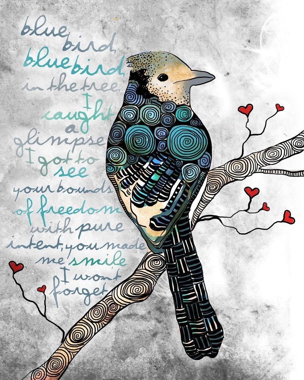 I Caught A Glimpse / original illustration ART Print SIGNED /  8 x 10