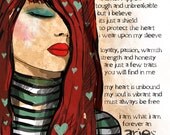 Aries art print Astrology March Birthday April Birthday Red Teal fire sign Astrology original illustration ART Print Hand SIGNED size 8 x 10