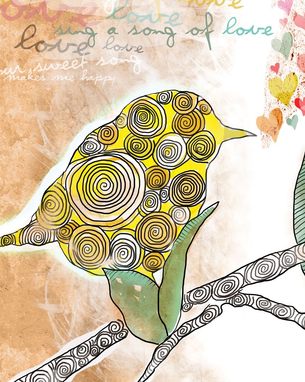Sing Your Sweet Song / original illustration ART Print SIGNED / 8 x 10