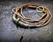 HARMONY DISCS : Natural Leather Wrap Bracelet