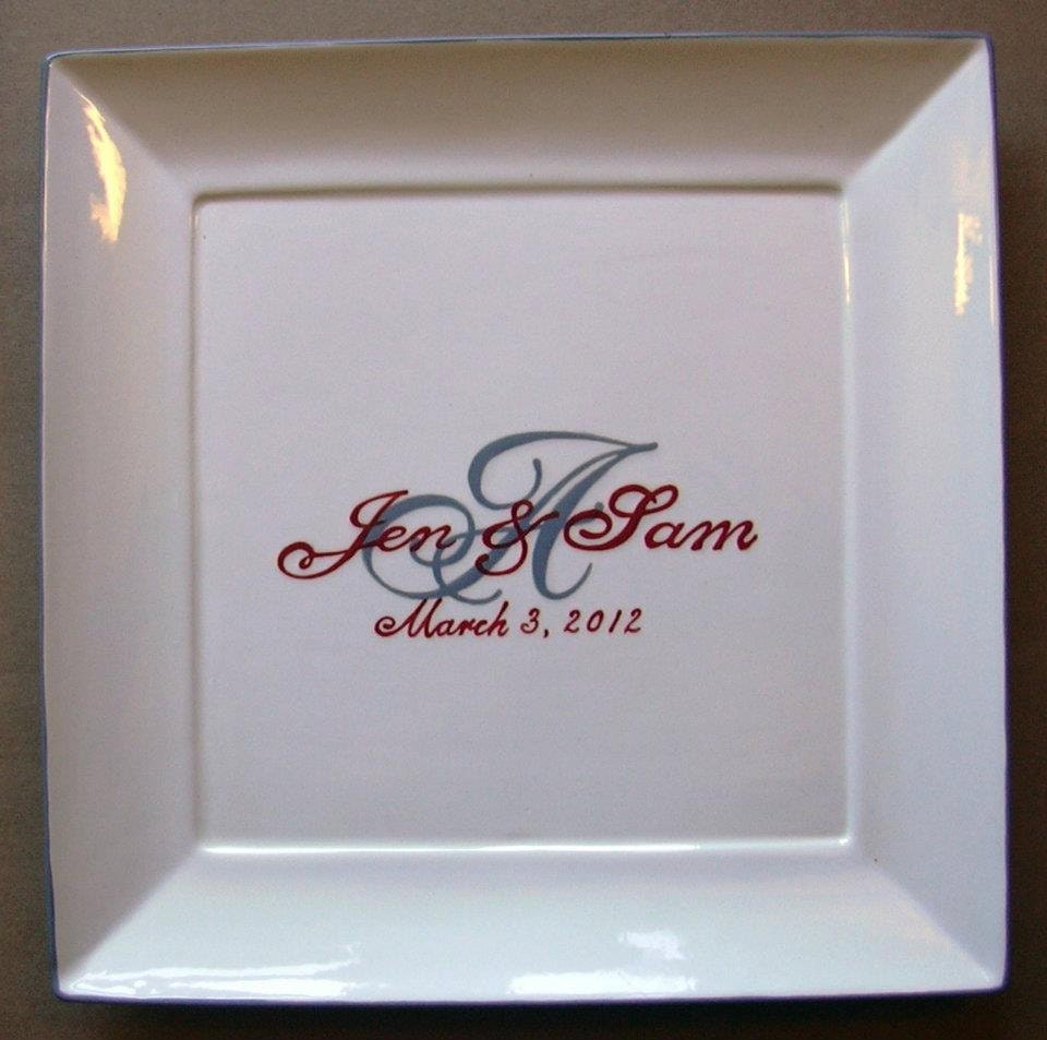 Wedding Guest Book Alternative - Guest Book Plate - Signature Plate Guest Book - Custom Guest Book - 2 Color Monogram Cursive