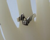Sterling Silver Ring with Clear Stone - Vintage
