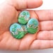 Handmade glass beads - 4 pressed Lampwork beads / pendants in turquoise, green and silvered ivory