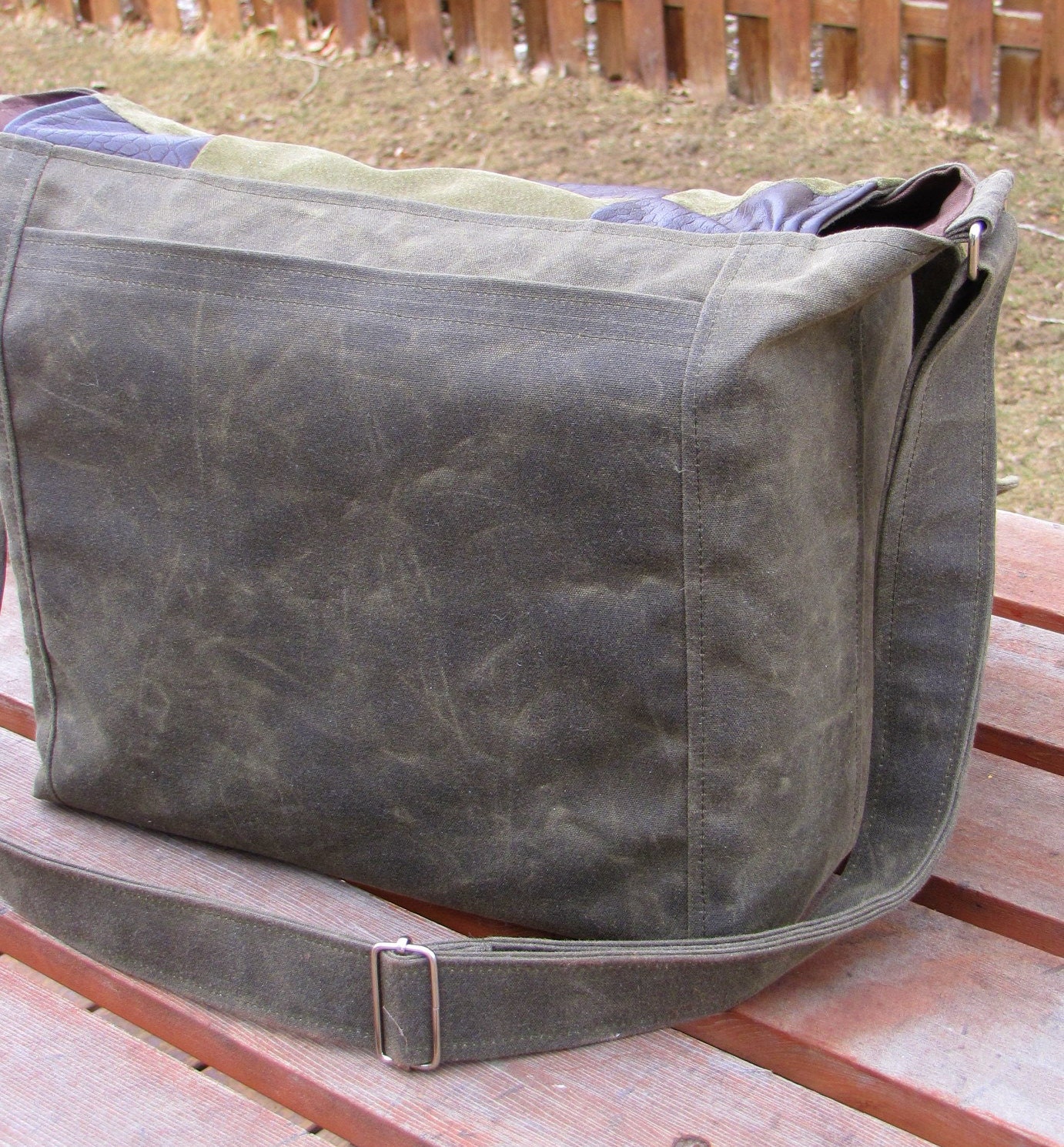 SALE - Messenger Camera Bag with Removable Insert - Leather and Waxed Canvas