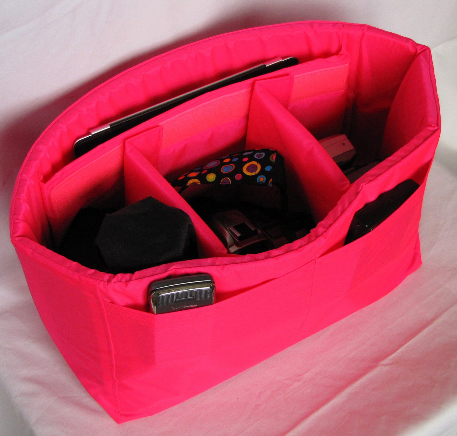 DSLR Camera Bag Insert in Hot Pink- Adjustable Dividers - You choose Dimensions