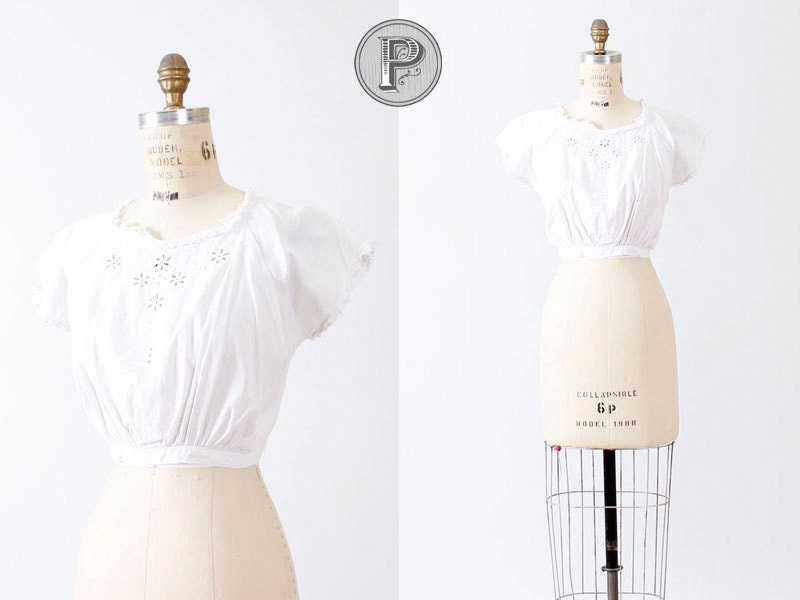 BLOWOUT SALE // edwardian chemise xs / early 1900s white floral cutout lace lingerie : Lovely Laura