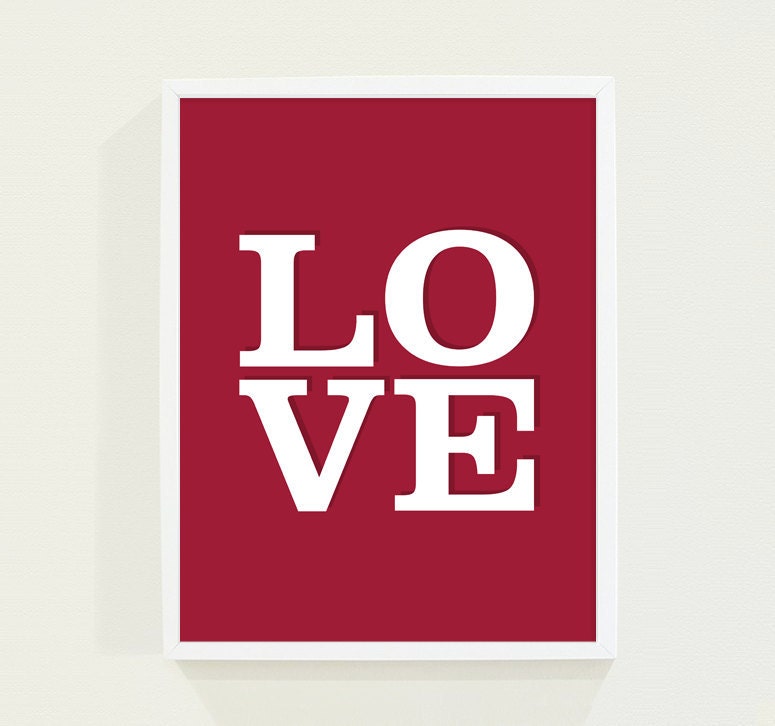 Red Love Wall Art Poster - Love Typography Print - Valentine Valentines Day