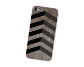 Wood Iphone Skin 4S - Gadget Decal for the Iphone 4 - Southwest Chevron Geometric Tribal Pattern in Black and Brown For Him Dad Father's Day - fieldtrip