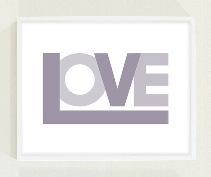 Love Poster - Violet Purple Typography Print - Nursery Art for Girls Room
