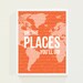 Baby Boy Nursery Wall Art Quotes - Oh The Places You'll Go Poster Print in Orange - Nursery Art or Kids Room