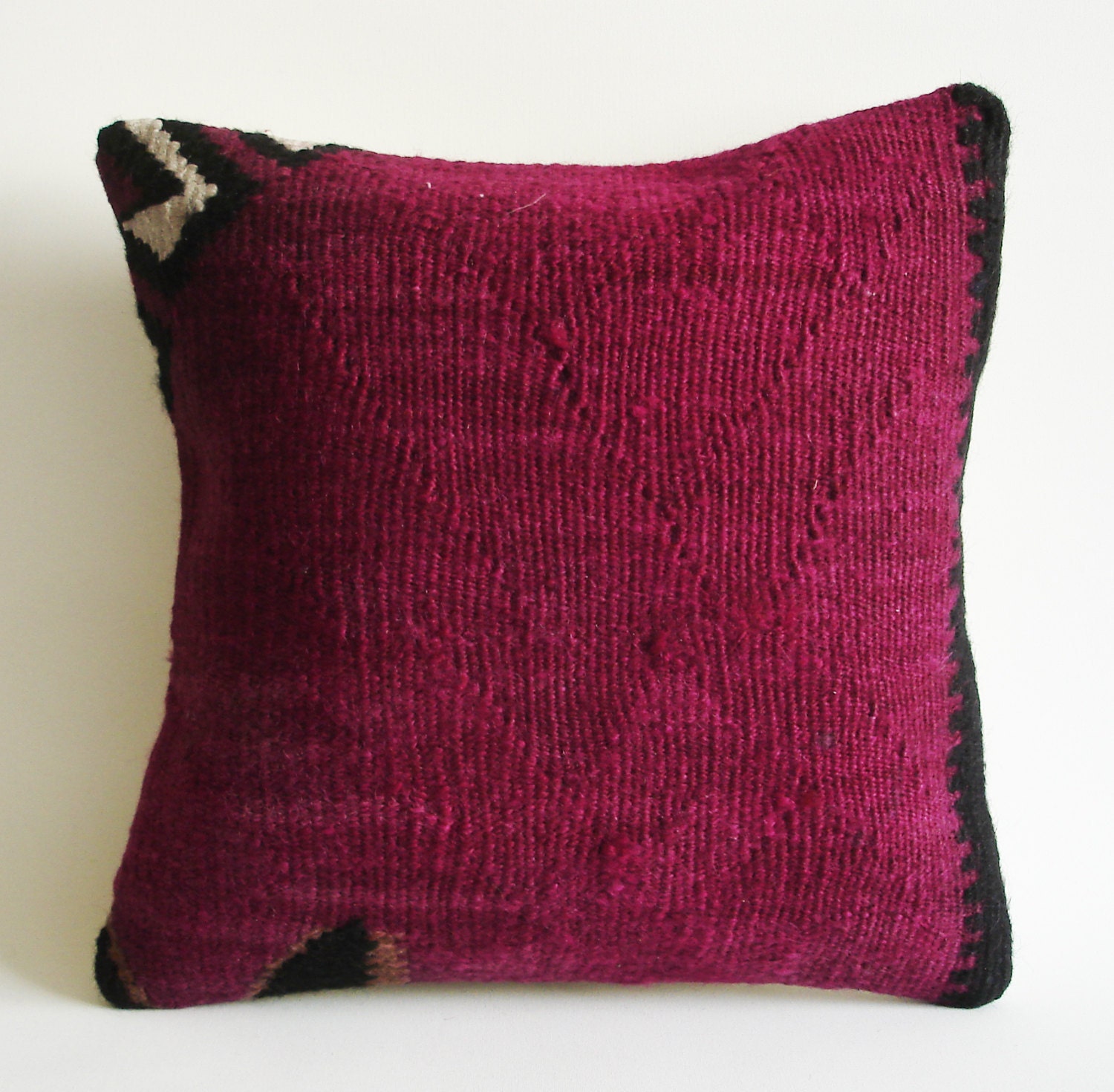 Sukan / Handwoven Vintage Turkish Kilim Pillow Cover, Decorative Pillows, Accent Pillow, Throw Pillow,  16x16 inch Purple, Black, White