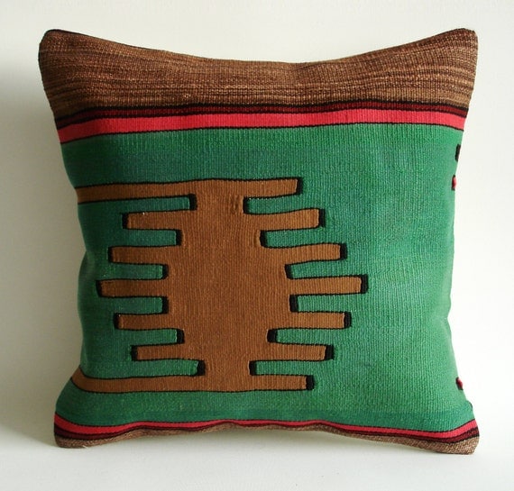 Sukan / Hand Woven - Turkish  Kilim Pillow Cover - 16x16 inch