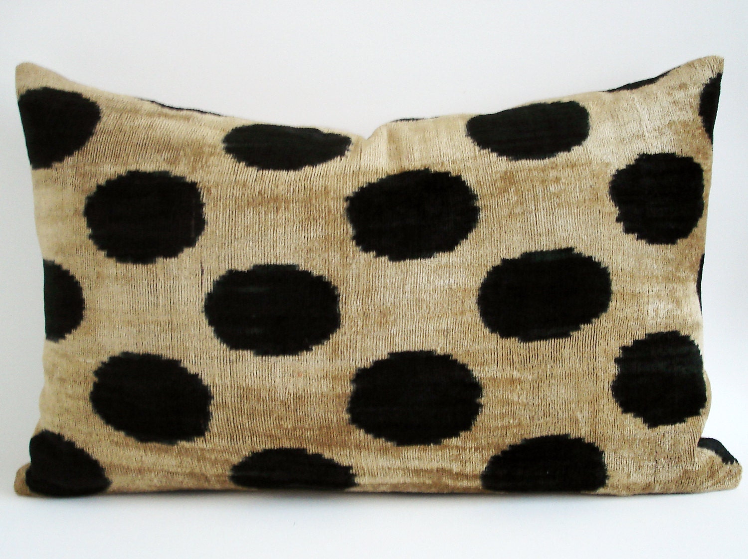 Sukan / SALE, Decorative Pillow,Throw Pillow Cover, ikat Velvet Pillow Cover, 16x24 inch Black, Beige Color