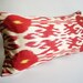 Sukan / Handmade Original Silk ikat Pillow Cover, Decorative pillow, Organic pillow, Anatolian pillow, 12x24 inch Red, Beige, Yellow Color