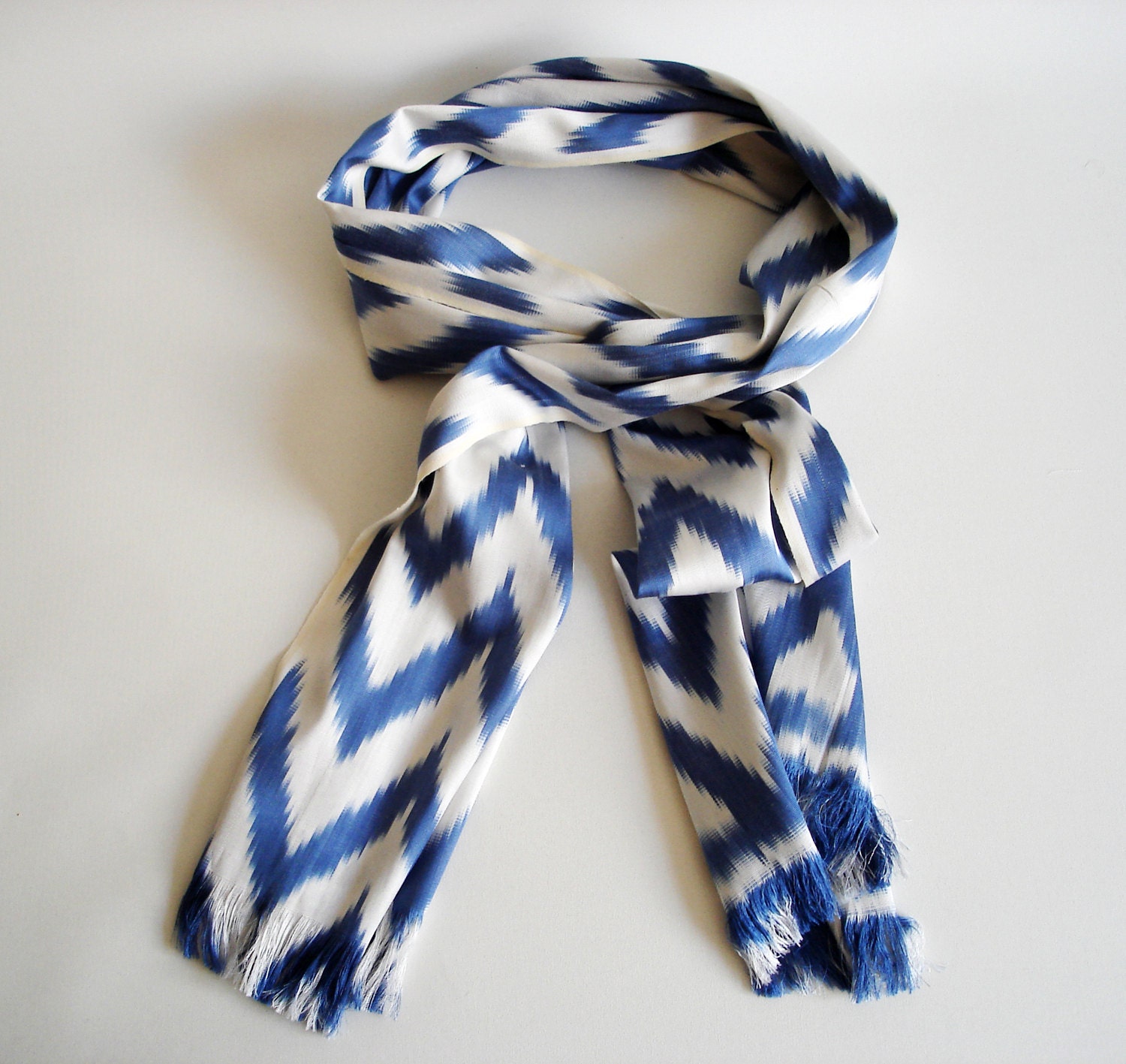 Sukan / Hand Paint ikat Silk Scarf - ikat shawl - ikat scarves - tribal scarf - silk scarf - ikat scarf - scarve scarf Blue, Navy Blue