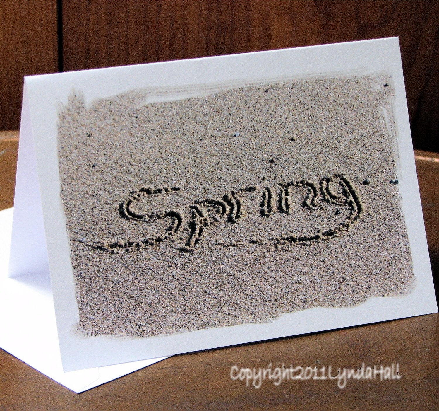 Spring Beach Theme Small Note Card Set of 4- beach writing, words in the sand - myBeachWishes