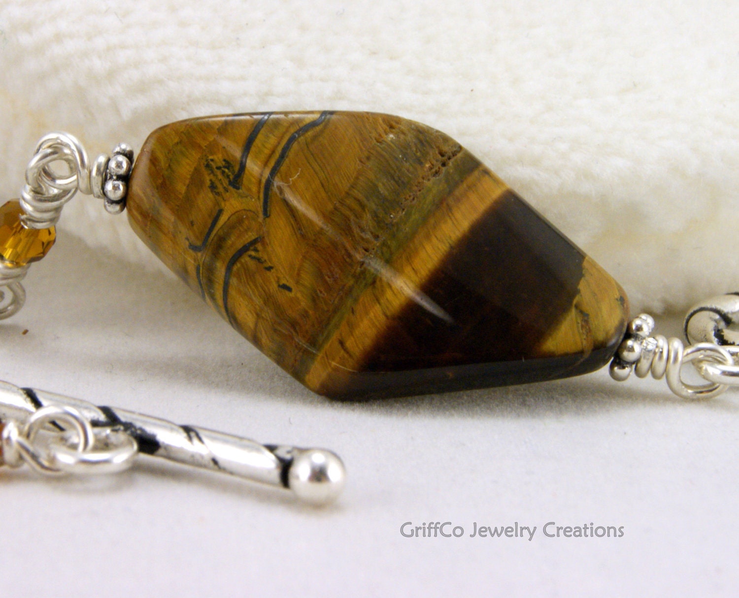 Tiger Eye and Sterling Bracelet