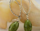 Green Larimar Quartz and Sterling Earrings