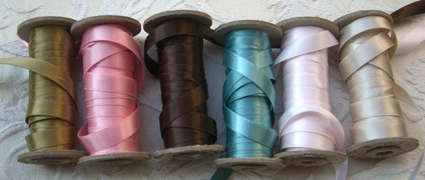 Italian Satin 3/8 Width (Double Faced) - Pearl Finish 30 feet -- 6 colors available --REDUCED PRICE--