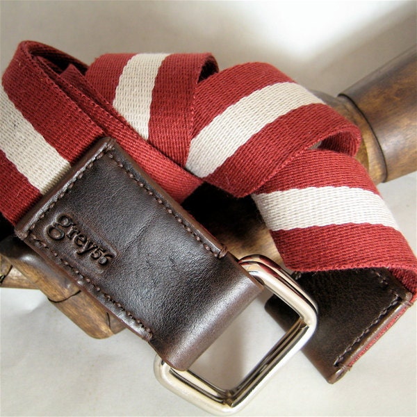 Hand Made Leather & Cotton Webbing Belt