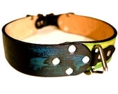 Leather Dog Collar - Screen Printed Flying Birds