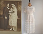 vintage 1920s 20s dress / antique cream chiffon dress / An Ethereal  Fairy