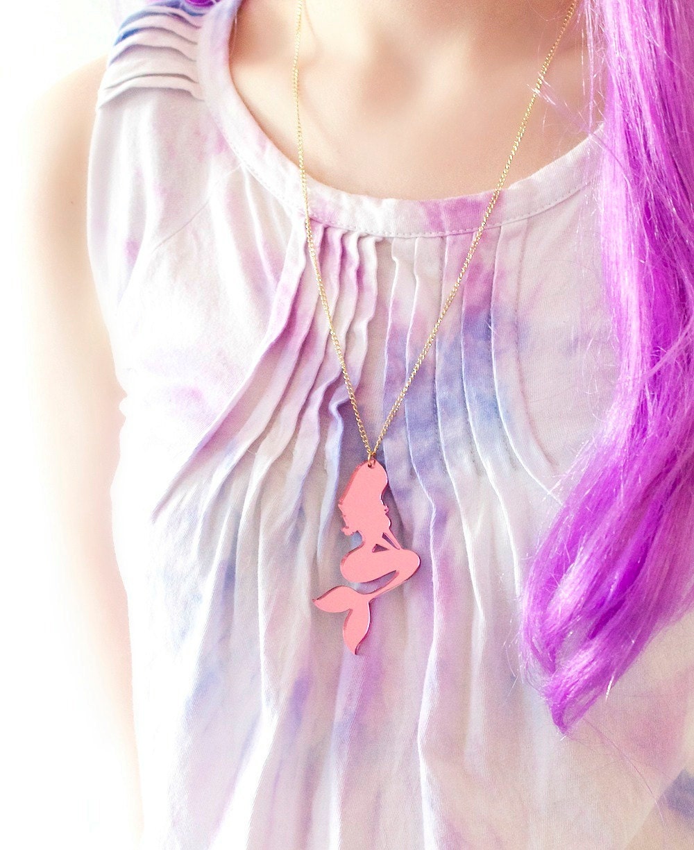 Mermaid Jewelry // Wish you were a Mermaid Pink Necklace // mermaid necklace