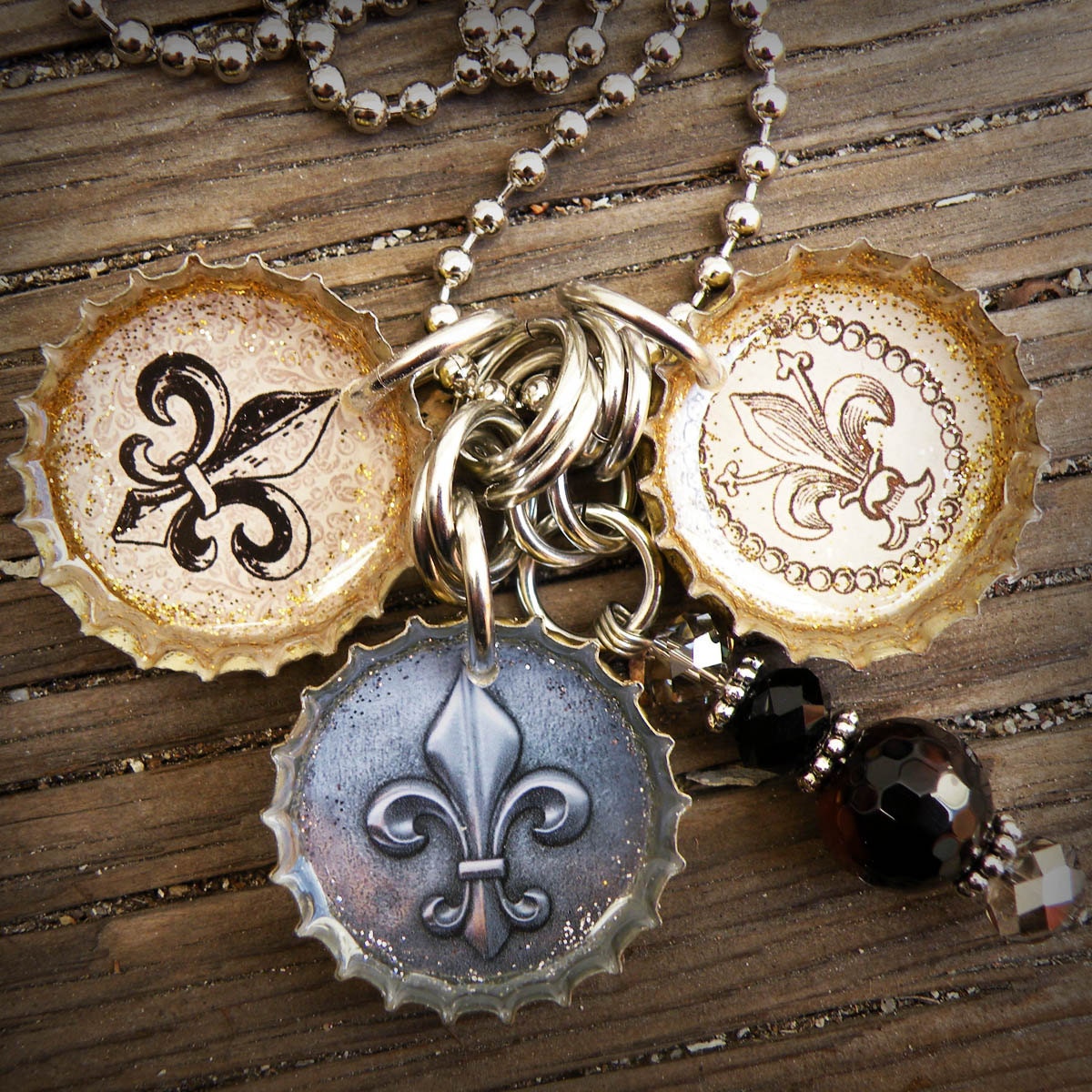 Fleur De Lis Bottle Cap Necklace