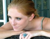 Bright Blue Quartz Cluster Ring