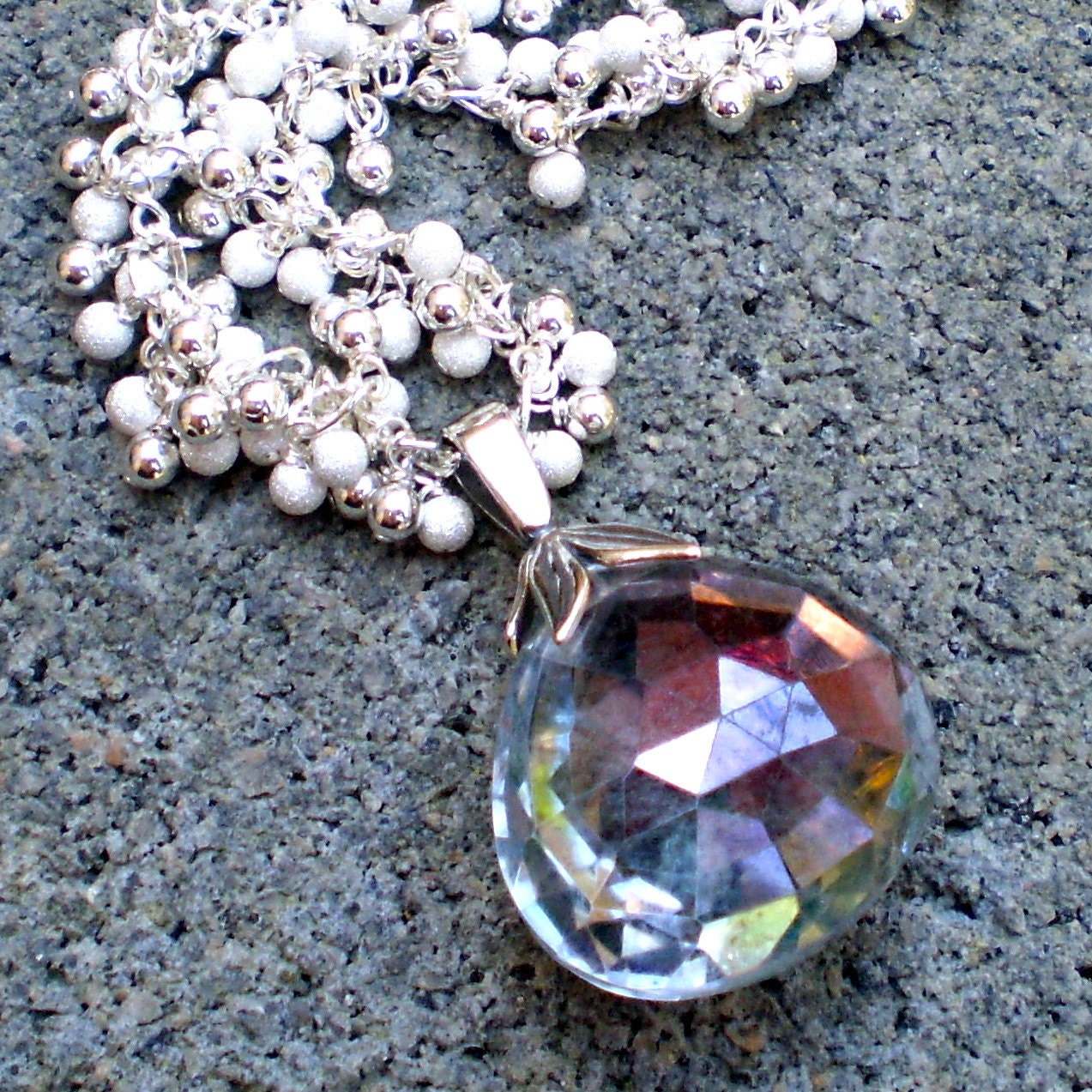 Mystic Rainbow Topaz Raindrop Necklace
