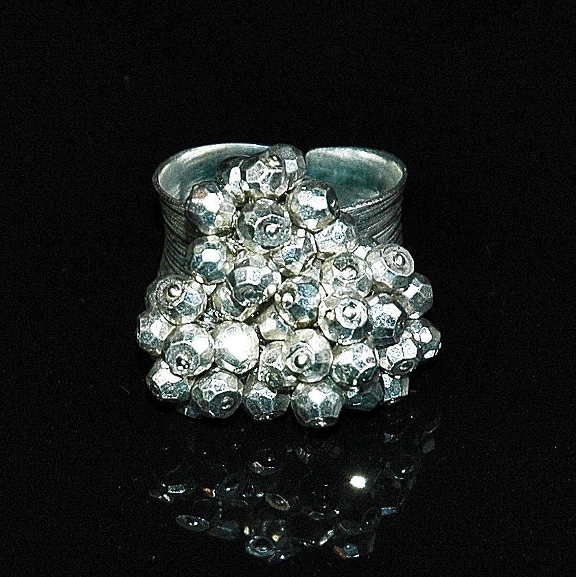 Silver Pyrite 'Heavy Metal' Cluster Ring