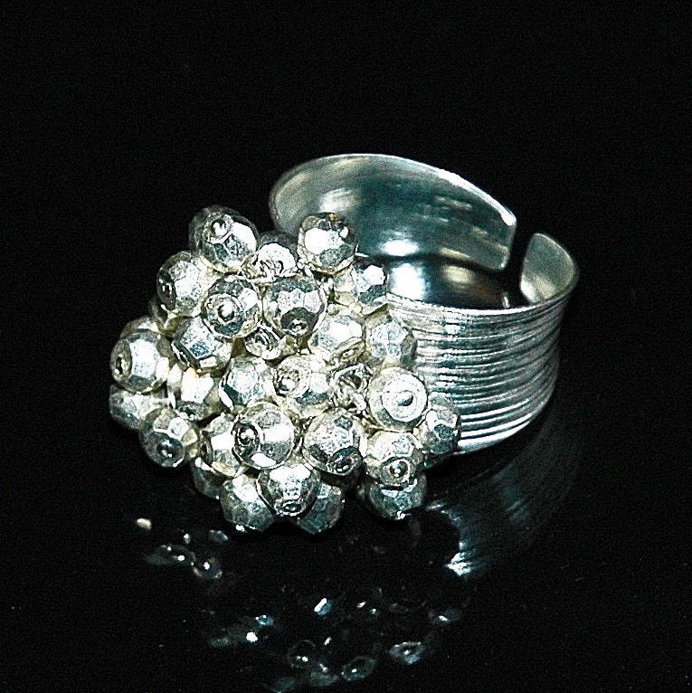 Silver Pyrite 'Heavy Metal' Cluster Ring