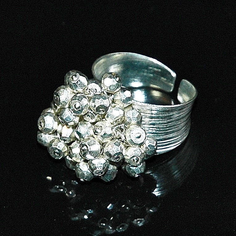 Silver Pyrite 'Heavy Metal' Cluster Ring