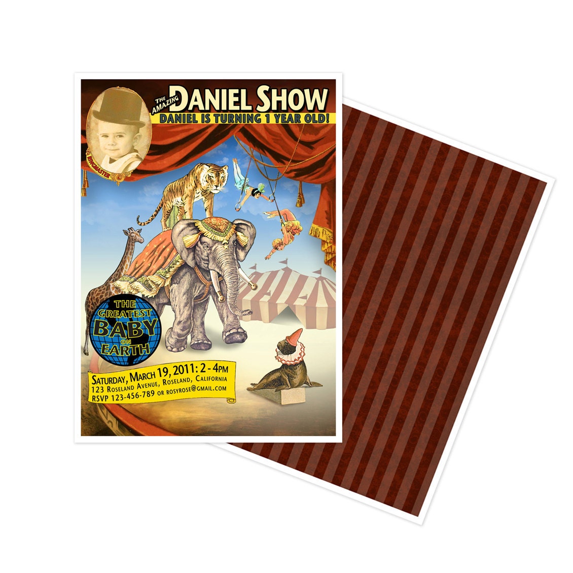 Vintage Circus Poster Birthday Invitation
