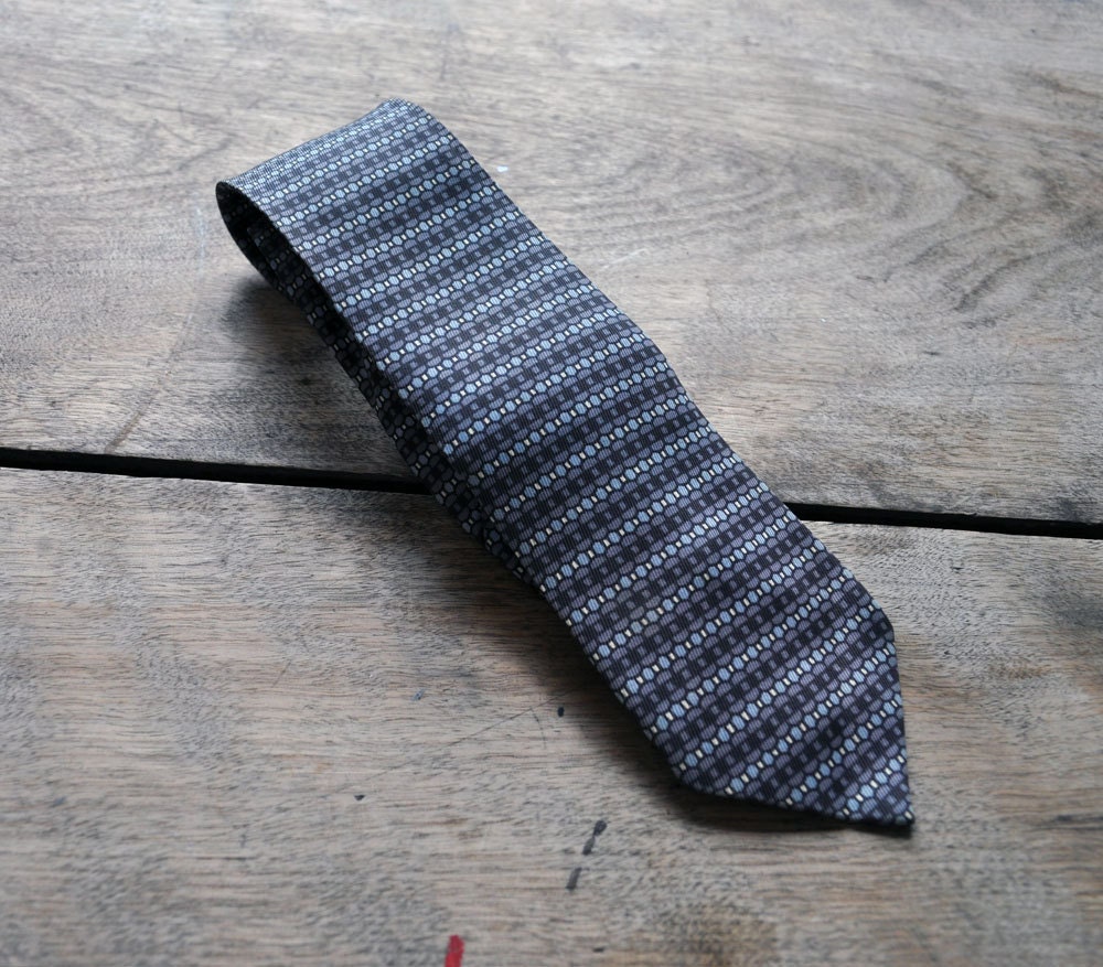 1960s skinny grey and blue tie