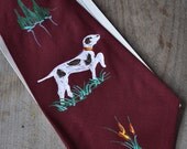 1940s hand painted dog tie unworn