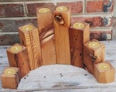 Smoke Stacks - 8 Antique Old Growth Pine Candle Holders with signs of past life